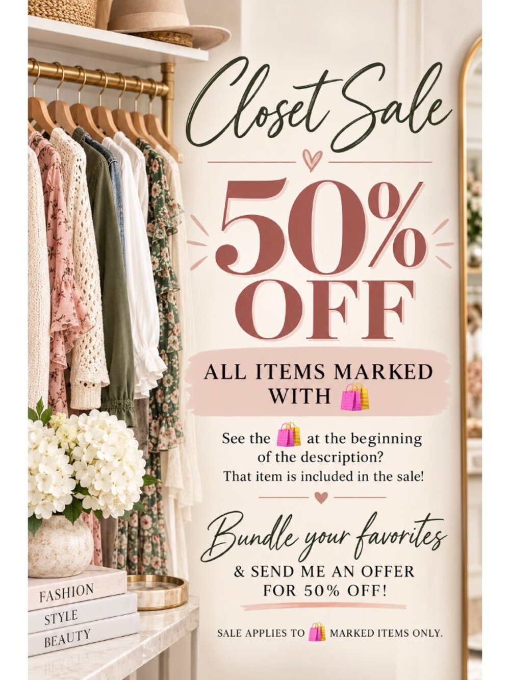 Closet Sale 50% Off All Items Marked With A 🛍